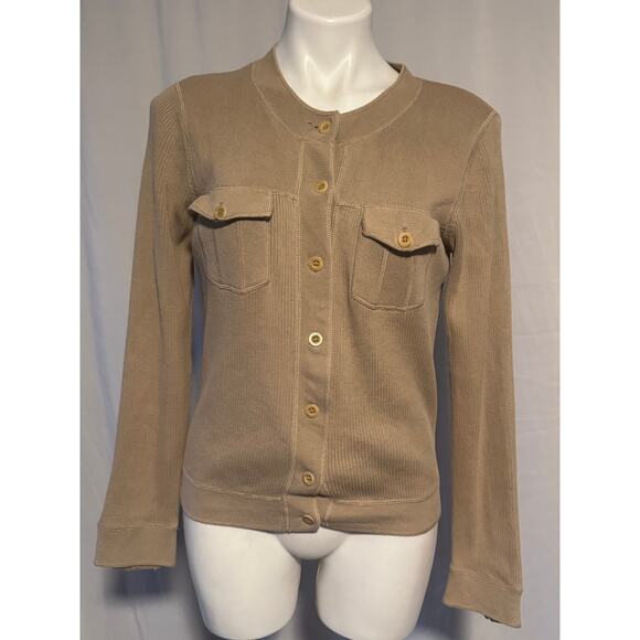 Esprit Tan Utility Button Front Sweater - Medium - Picture 1 of 9